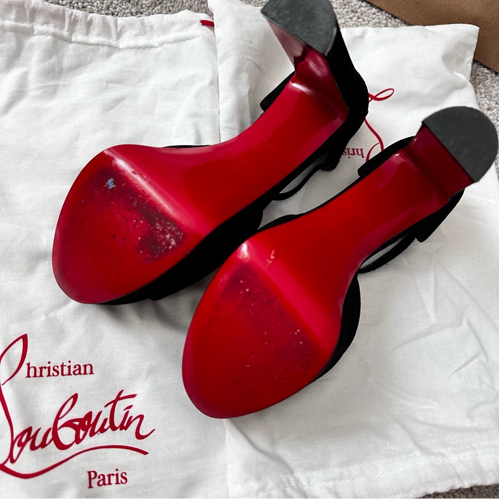 Christian Louboutin Sandaloo 130 Suede Platform Heel in Black size 36.5. - Picture 15 of 15